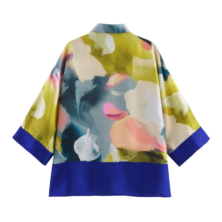 Femme Abstrakt Tryk Overdimensioneret Button-Up Skjorte Stilla
