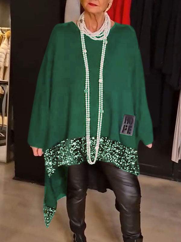 Dame Mode Oversized Pullover med Glimmerdetaljer Stilla