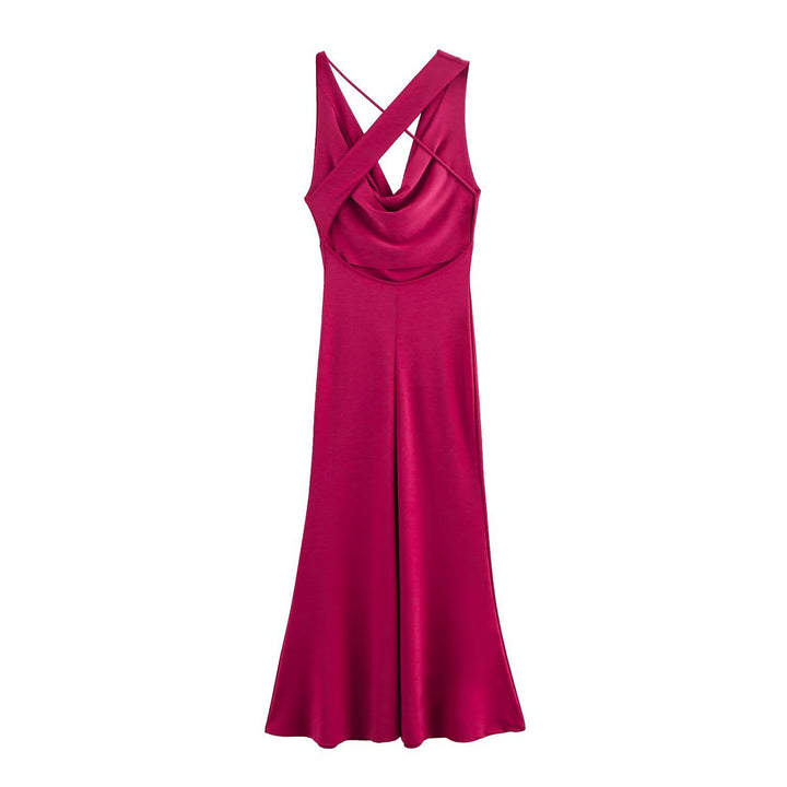 Dame Cowl Neck Maxi Kjole med krydsede stropper Stilla