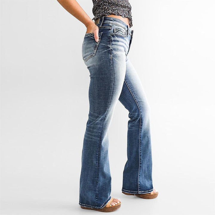 Dame Bootcut Jeans med elegante vaske og høj talje Stilla