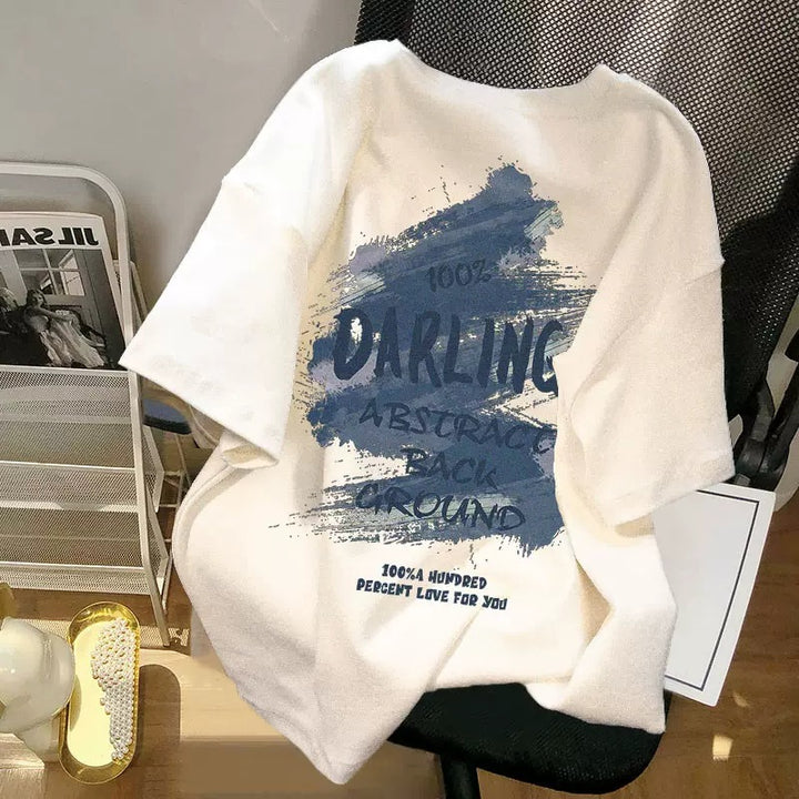 Dame Oversized T-shirt med kunstnerisk tryk og afslappet skæring Stilla