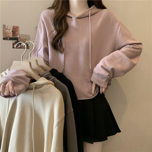 Dame Cropped Hættepullover med justerbar snoretræk Stilla