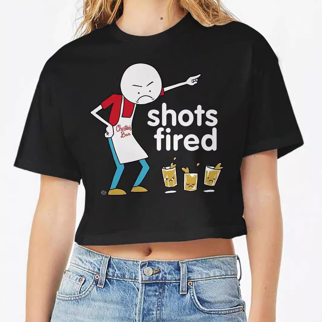 Dame Crop-Top med iøjnefaldende tekst Skovae
