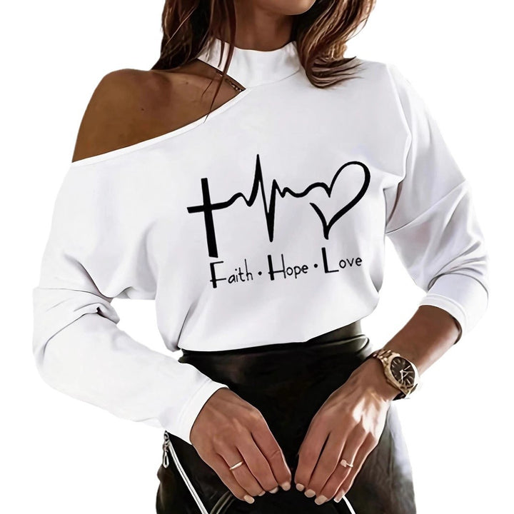 Dame skulderfrit statement-shirt med kreativt print Stilla