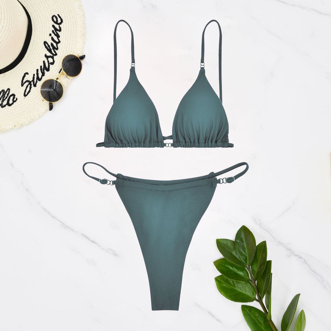 Dame Triangel-Bikini-Sæt med raffinerede ringe og justerbare stropper Stilla