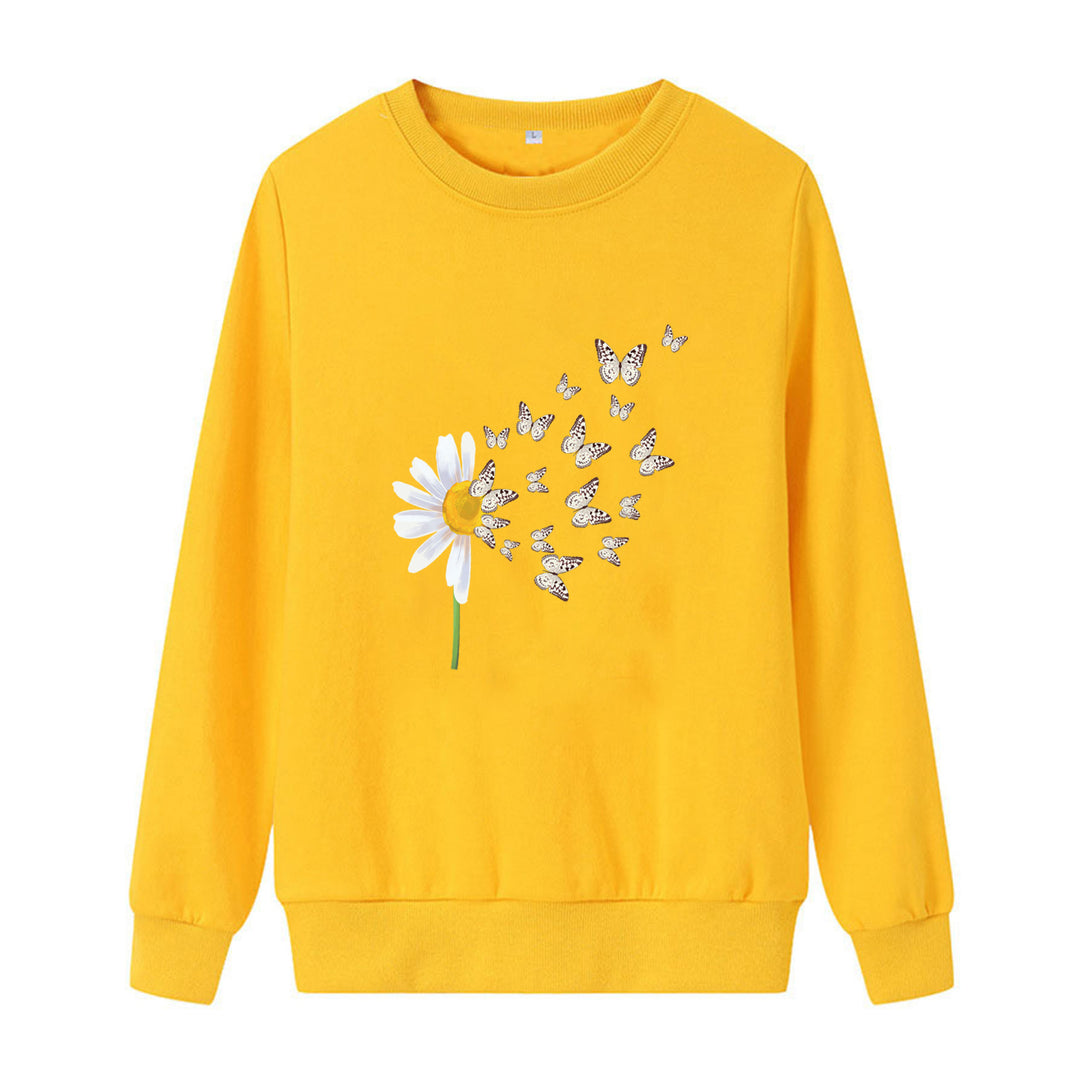 Kvinders sweatshirt med blomster sommerfugledesign Skovae