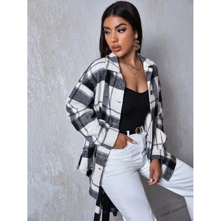 Dame Ruted Flannel skjortejakke i Oversized-stil Stilla