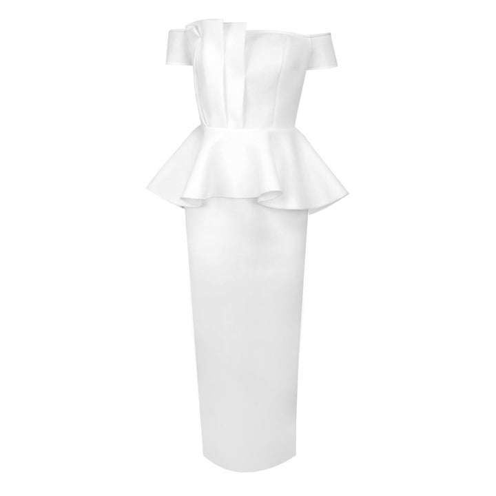 Dame Elegant Peplum Kjole med skulderfri Top Skovae