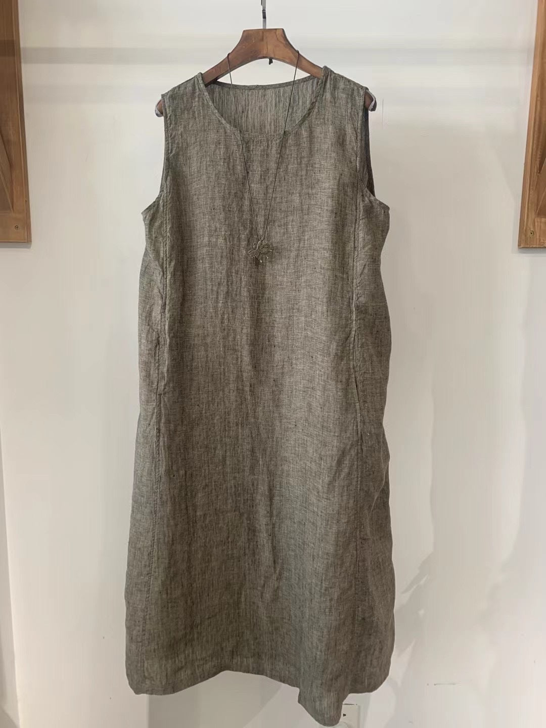Dame Ærmeløs Linned Shift Kjole Stilla