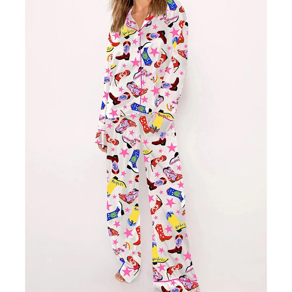 Dame pyjamas med farverigt motiv Skovae