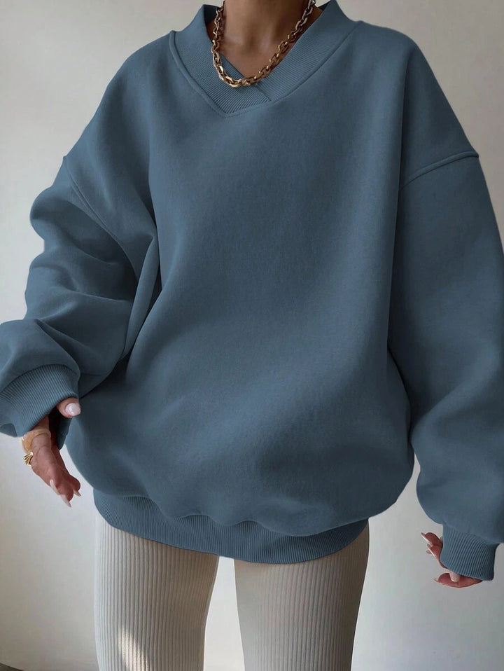 Kvinders oversized sweatshirt med V-hals Skovae