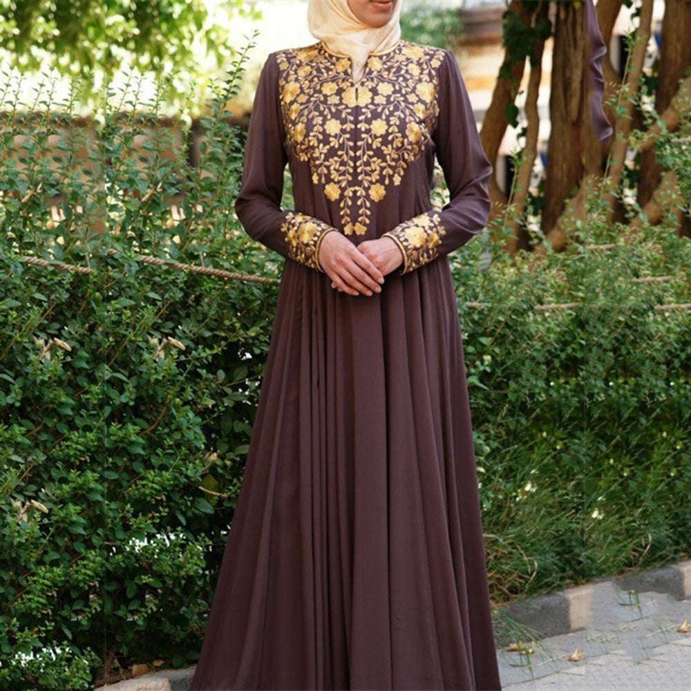 Dame Elegant Maxi-kjole med blomsterdetalje og lange ærmer Stilla