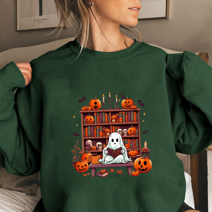 Kvinders sweatshirts med efterårsinspireret creepy motiv og afslappede puffærmer Stilla