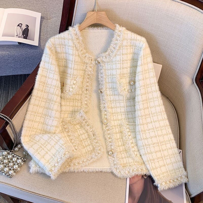 Kvinders hyggelige cardigan med dekorative perler og frynse detaljer Stilla