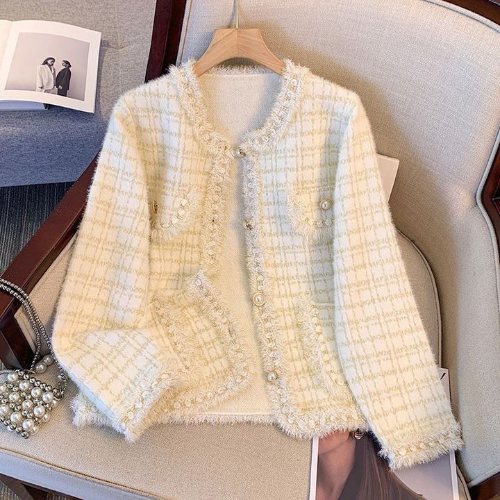 Kvinders hyggelige cardigan med dekorative perler og frynse detaljer Stilla