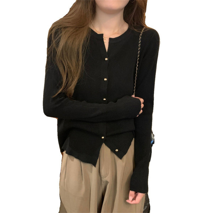 Damer Elegant Strik Cardigan med Knap Detaljer og Fin Ribbet Struktur Stilla