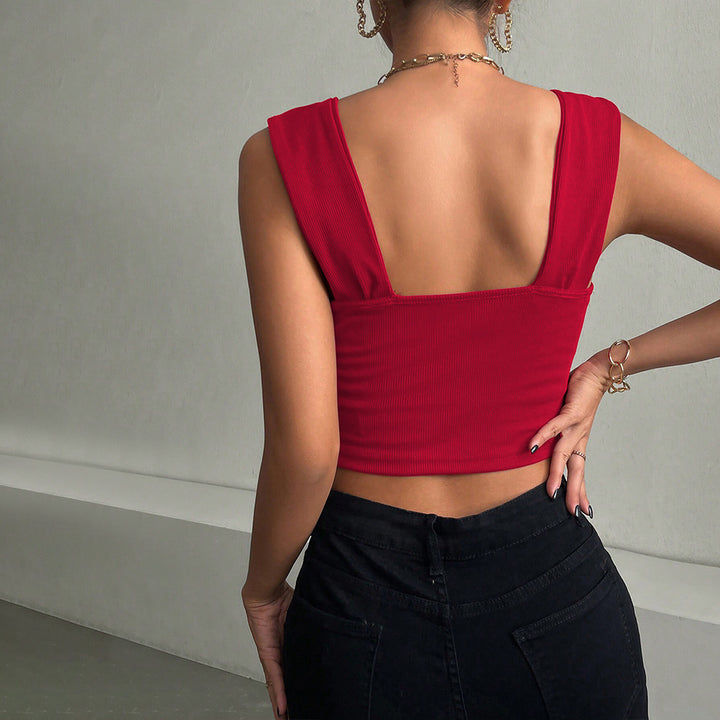 Kvinder cropped top med elegant hjerteudskæring og samling Stilla