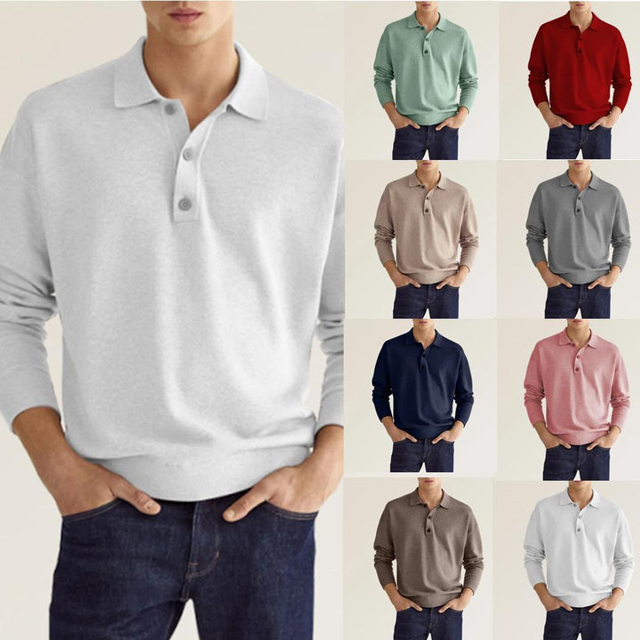 Herrer Poloshirt med knaplukning i blød bomuldsblanding Stilla