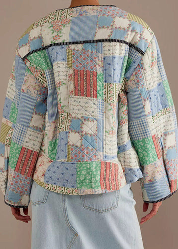 Stilla | Patchwork - Bomulds-quiltet-jakke med rund hals