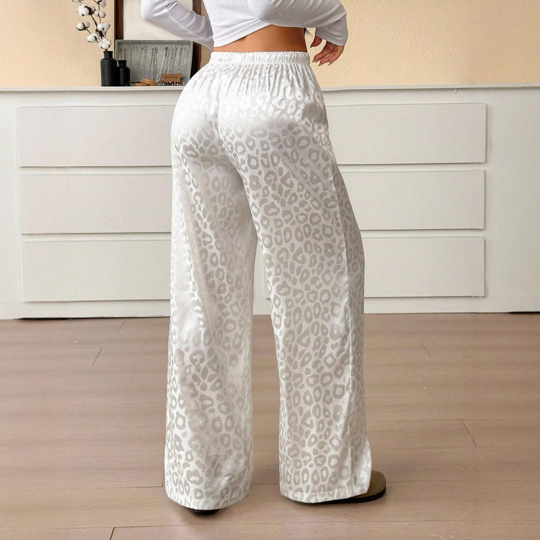 Dame Elegant Bred Leopardprint-Bukser Skovae