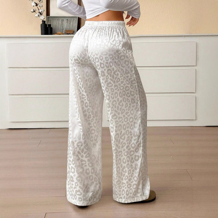 Dame Elegant Bred Leopardprint-Bukser Skovae