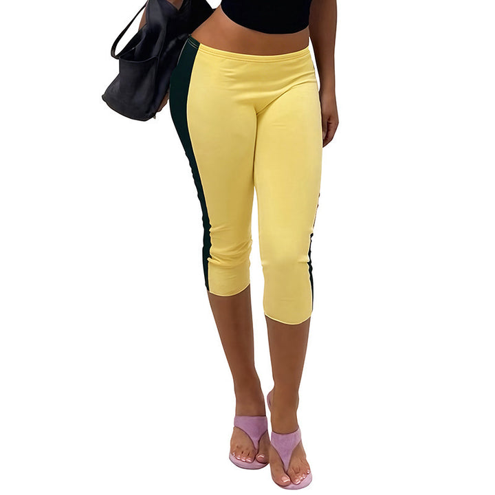 Damen Sportliche 3/4-Leggings mit seitlichen Kontraststreifen Skovae