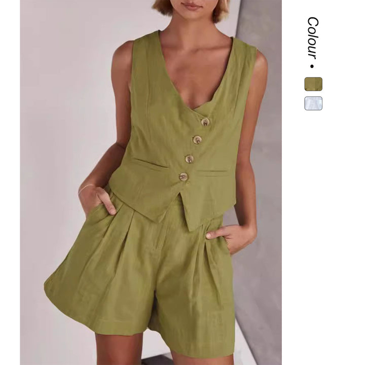 Kvinder Casual To-Delt med Kort Ærmet Bluse og Shorts Skovae