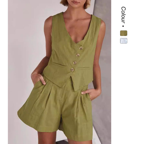 Kvinder Casual To-Delt med Kort Ærmet Bluse og Shorts Skovae