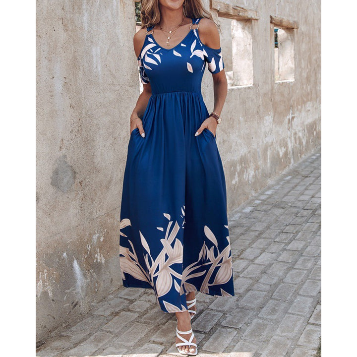Dame Kold Skulder Floral Maxi Kjole Stilla