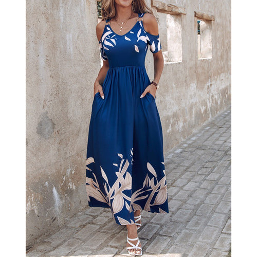 Dame Kold Skulder Floral Maxi Kjole Stilla