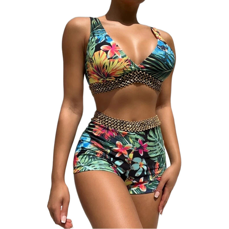 Dame Bikini-sæt med trendy V-udskæring og elastisk talje Stilla