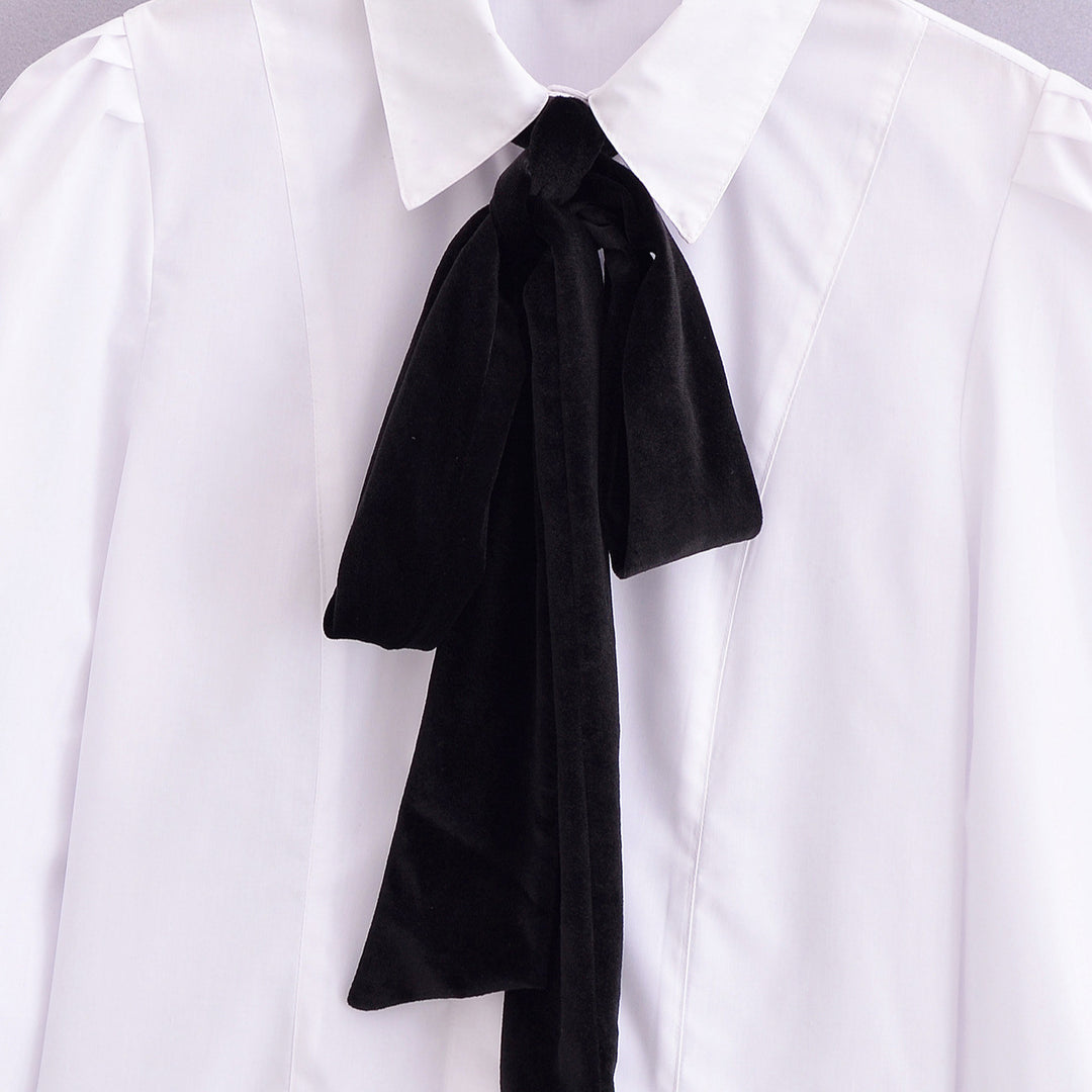 Dame Langærmet elegant Bluse med sløjfe-detalje Stilla