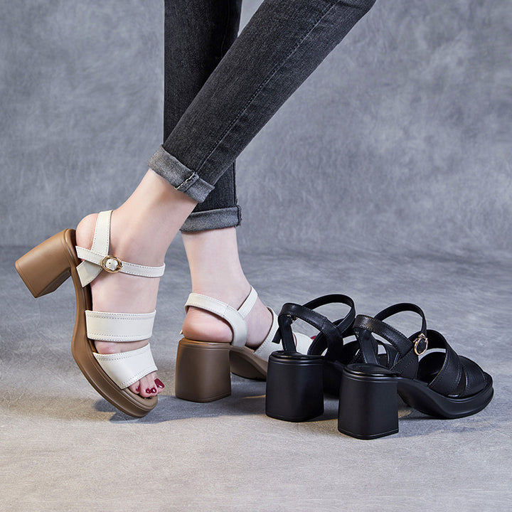 Dame Elegante Chunky Heel Slide Sandaler Stilla