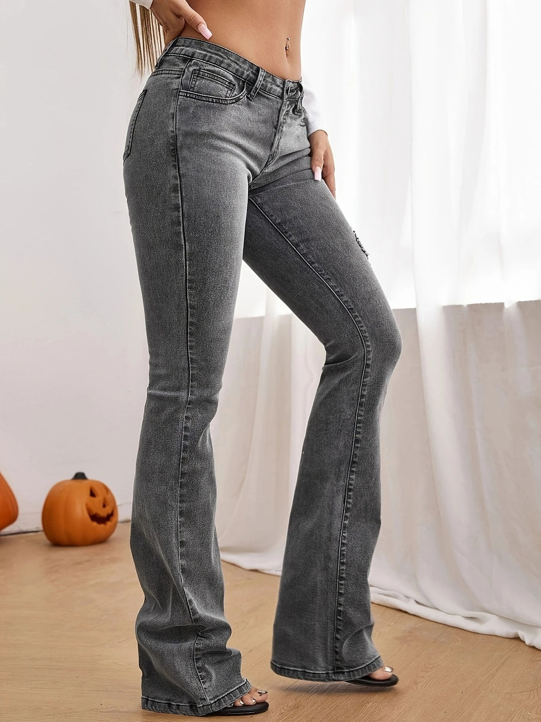 Dame Bootcut Jeans med fine slidser og høj talje Stilla