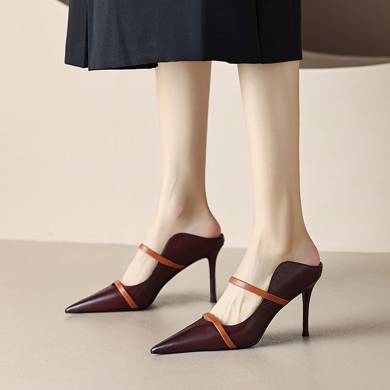Dame elegante spids Slingback-hæle med dual-rem-design Stilla