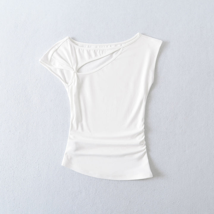 Dame figurtilpasset overdel med elegant drapering og raffineret skulderparti Stilla