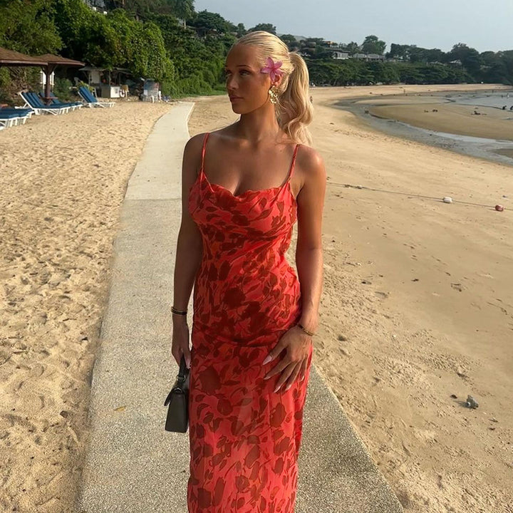 Dame Floral Slip Maxi Kjole Stilla