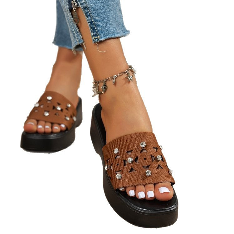 Dame Wedge-sandaler med elegant smykkeudsmykning Stilla