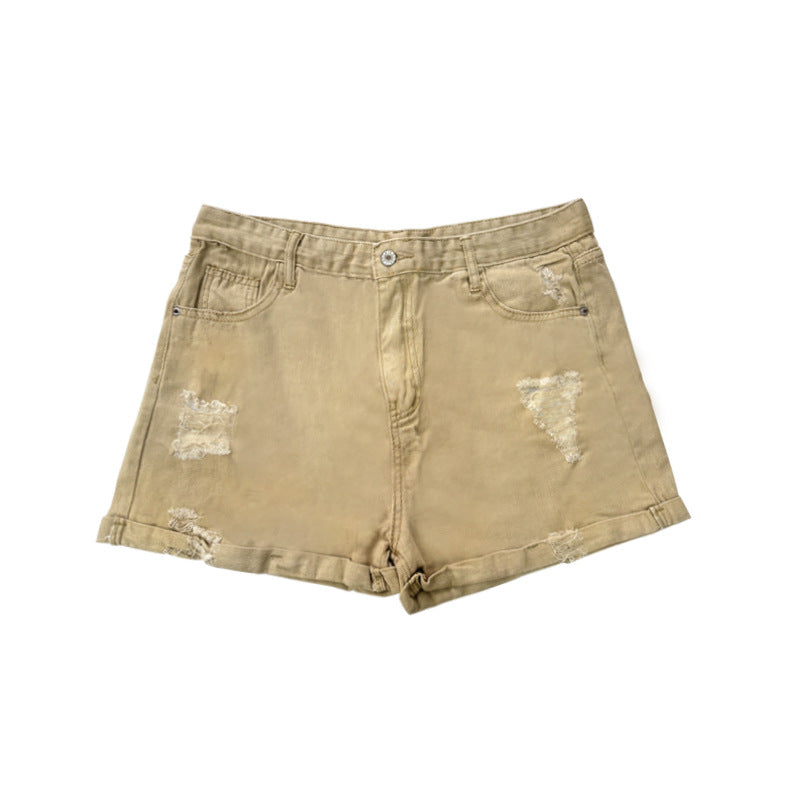Dame Mode Z destroyed shorts i denim med afslappet pasform og frynsede detaljer Skovae