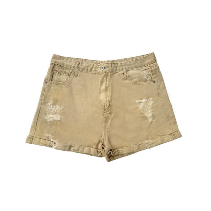 Dame Mode Z destroyed shorts i denim med afslappet pasform og frynsede detaljer Skovae