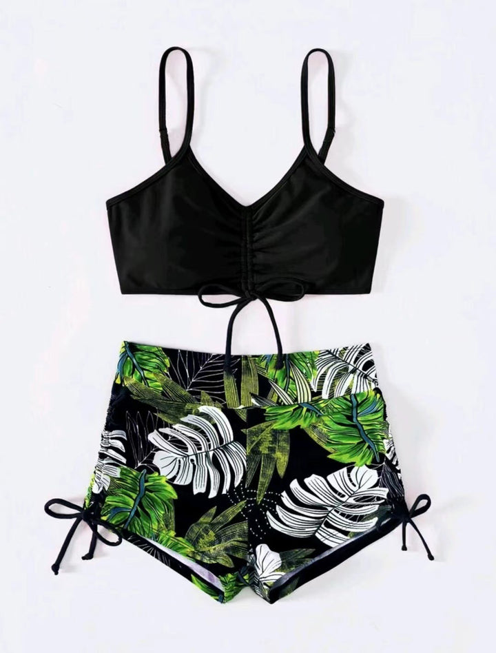 Dame Sport-Tankini-sæt med højt skårne shorts og justerbare stropper Stilla