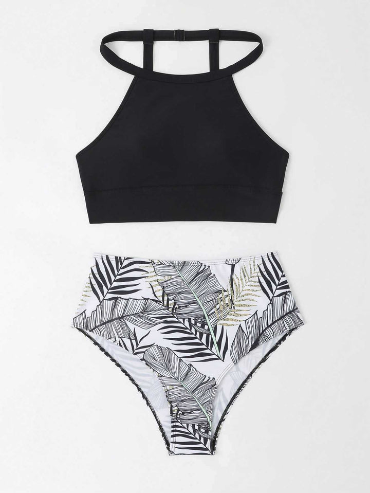 Dame Sporty bikini med højt skåret trusse og moderigtigt crop-top Stilla