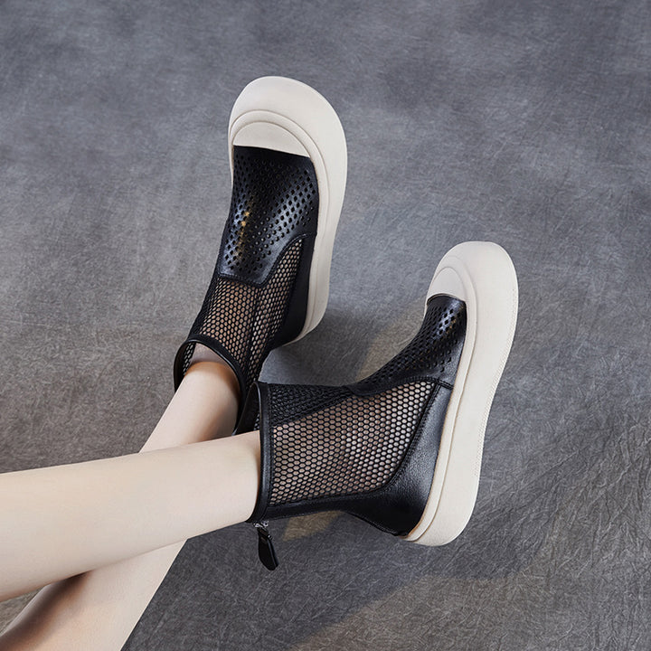 Femme Stylish Høj-Top Mesh Ankelsneaker Stilla