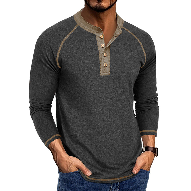 Herrer Langærmet Henley T-shirt med stilfulde knapdetaljer og åndbart materiale Stilla