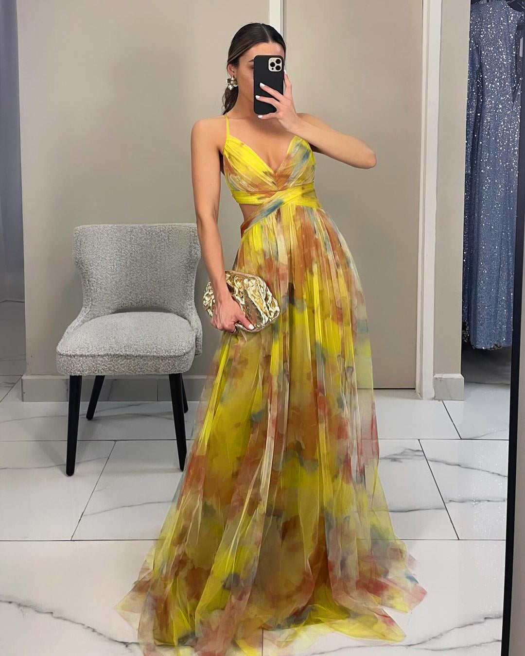 Dame Elegant Floral Maxi Kjole Stilla
