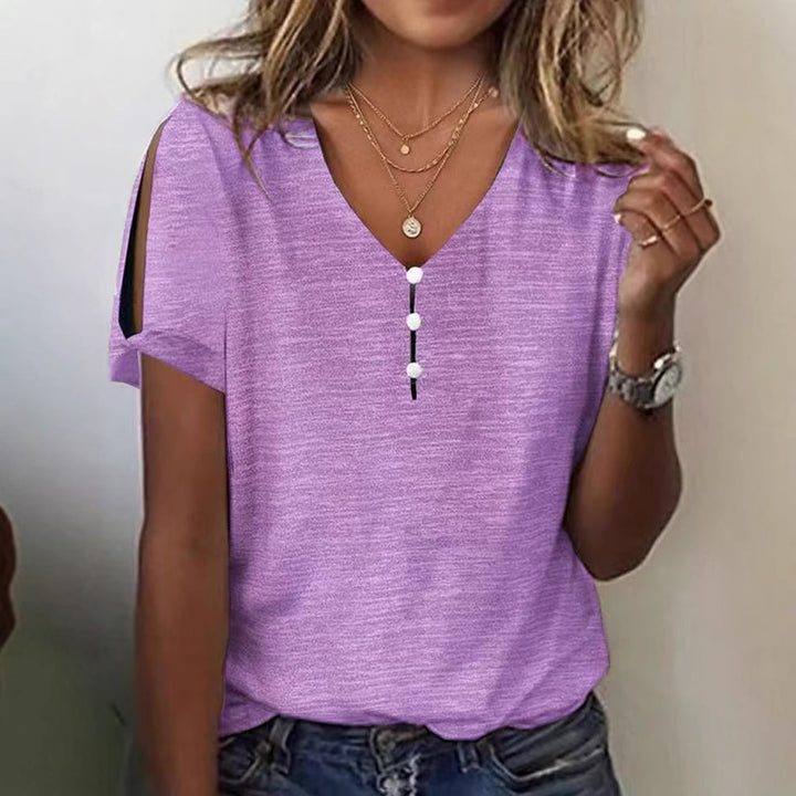 Dame Glitrende V-Pullover Bluse Skovae