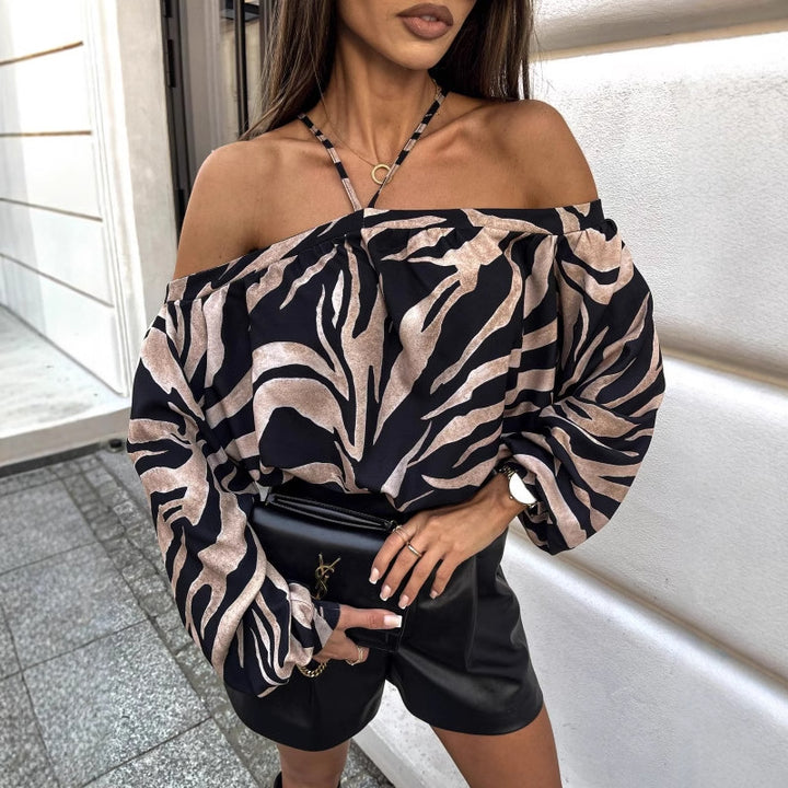 Dame Off-Shoulder Bluse med rynker og vide ærmer Stilla