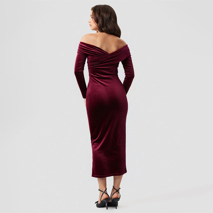 Damer Luksuriøs Aften Kjole med Off-Shoulder Design og Side Slids Stilla