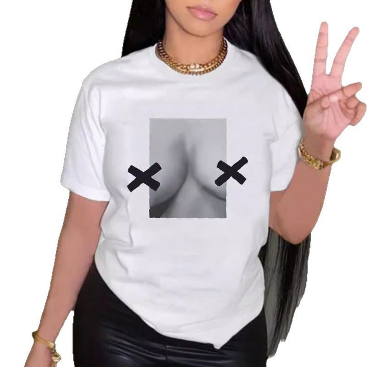 Dame T-shirt med innovativt grafikdesign Skovae