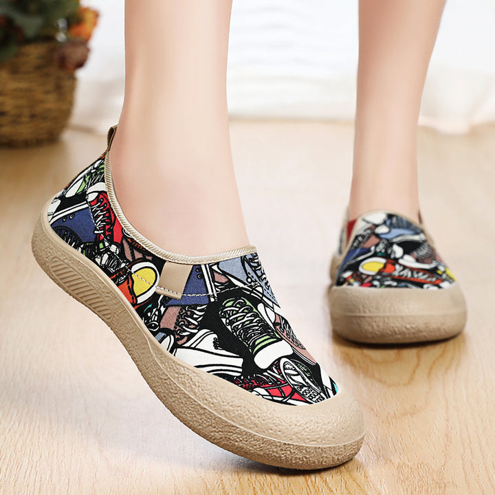 Dame Slip-On Sneakers med farverigt grafikdesign og skridsikker sål Stilla